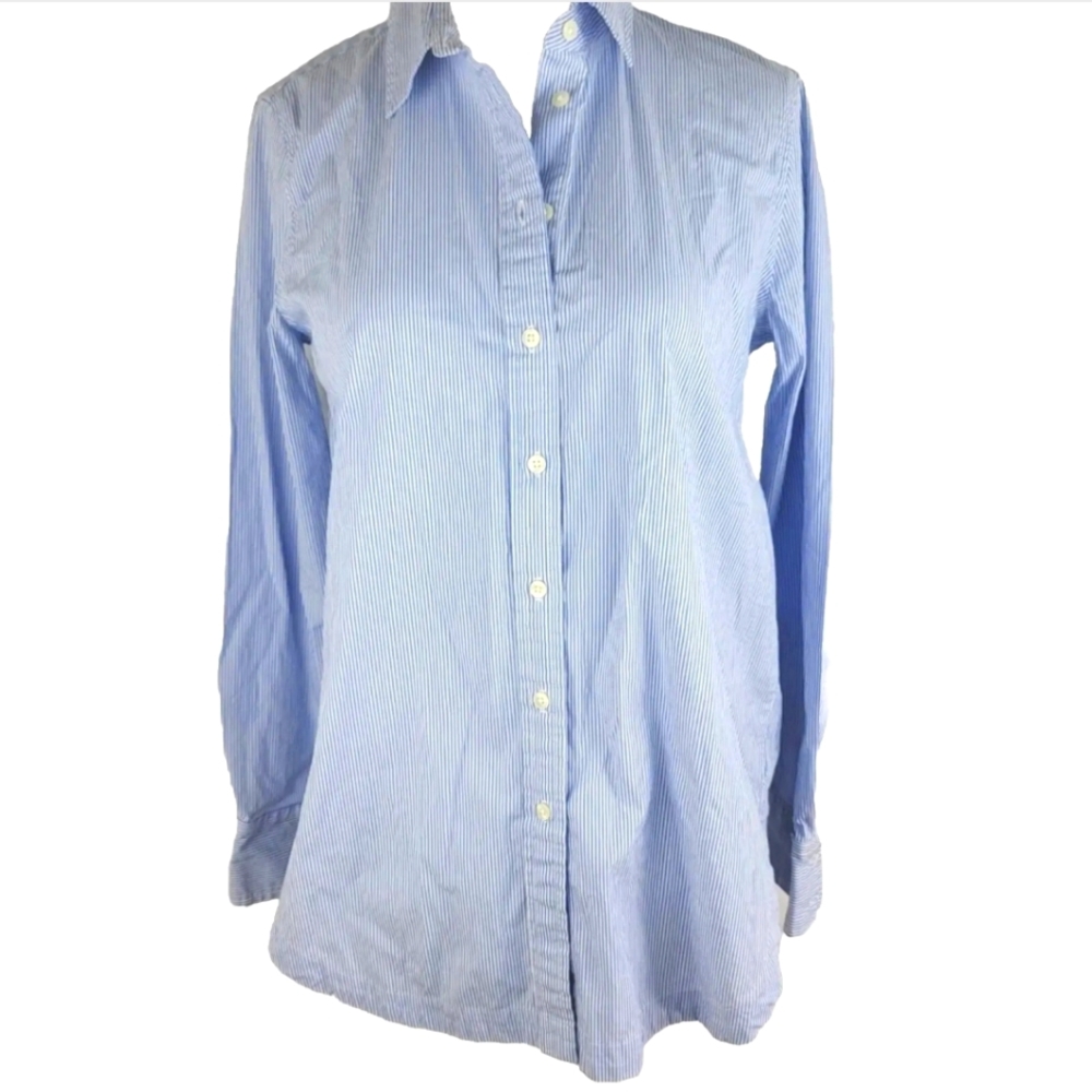 Banana Republic Blue White Stripe Boyfriend Fit Shirt Tunic Women’s X-Small